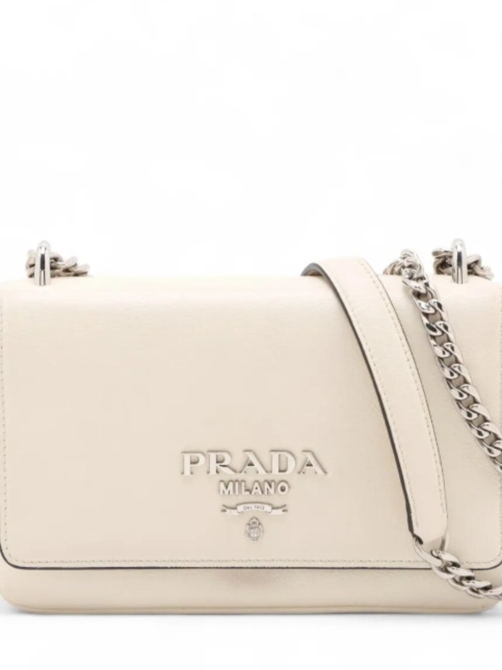 Prada Leather Chain Shoulder Bag White